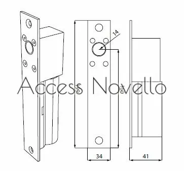 Електрическа брава с шиш, соленоид, fail-safe 12V DC