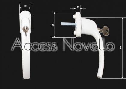Бяла дръжка с ключ за прозорец "Kelly" F 35 мм. от Аксес Новело