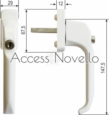 Бяла дръжка с ключ за прозорец "Dolly" F 35 мм. от Аксес Новело